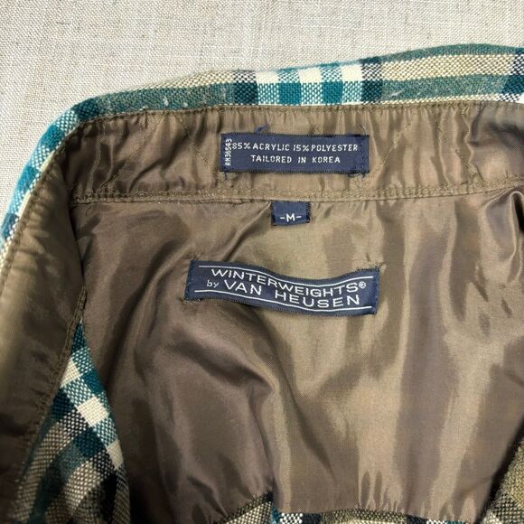 Van Heusen Winterweights Flannel Button Down Acrylic Long Sleeve Shirt Medium - Picture 7 of 9